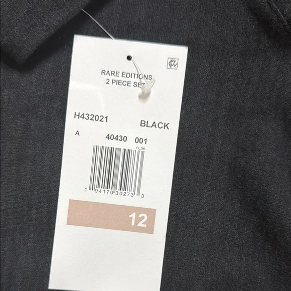 Rare Editions Black Santa Top with Red Bow Accent and snowflake pants - Picture 4 of 10